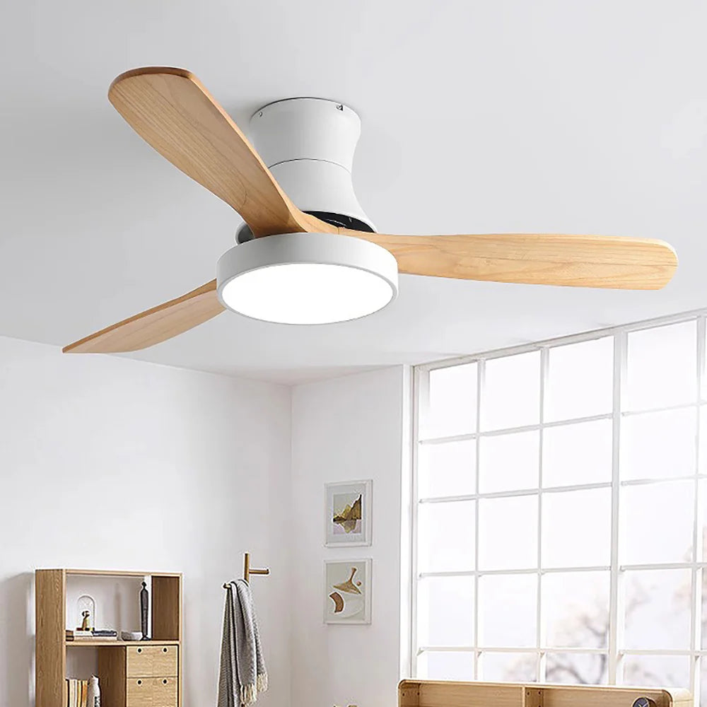Hugger Wood Blade Ceiling Fan Lamp
