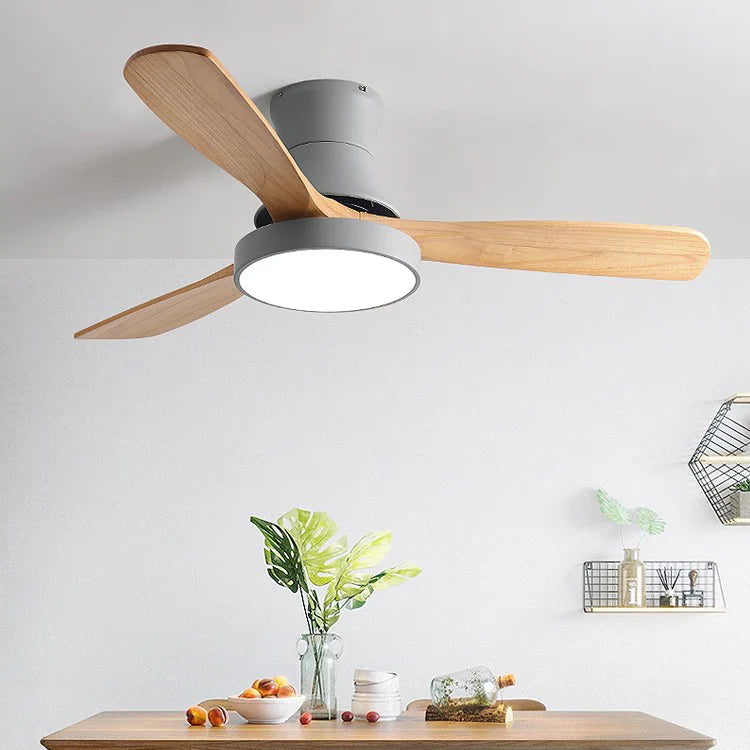 Hugger Wood Blade Ceiling Fan Lamp