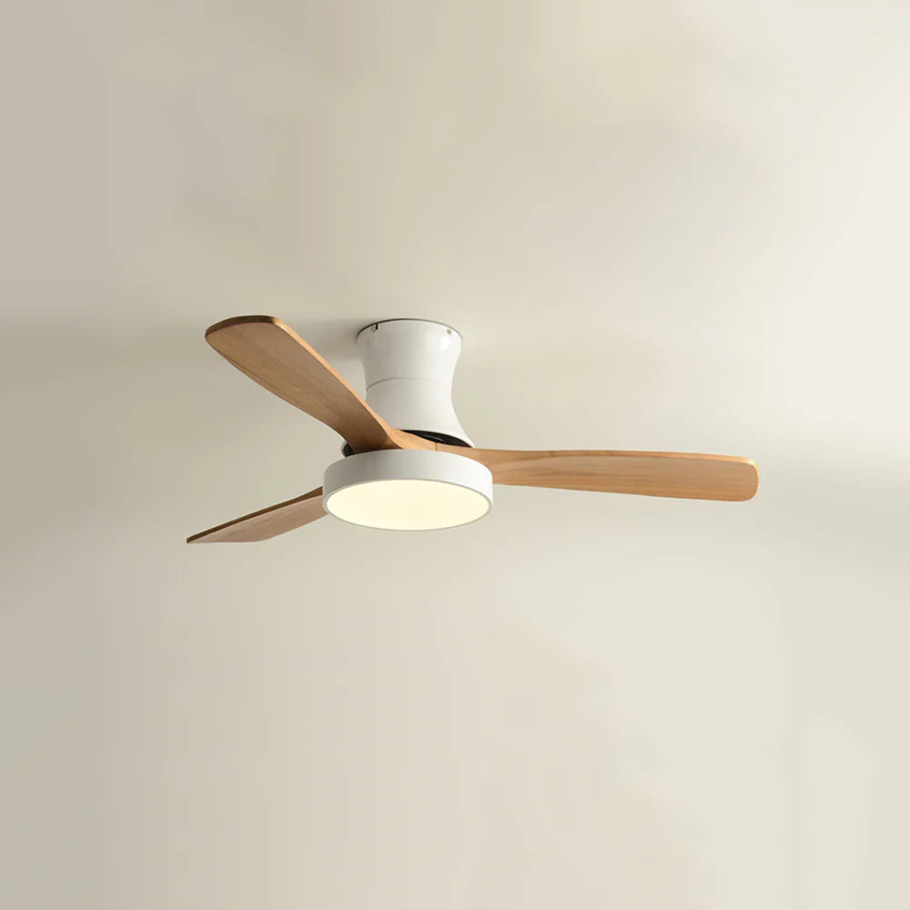 Hugger Wood Blade Ceiling Fan Lamp