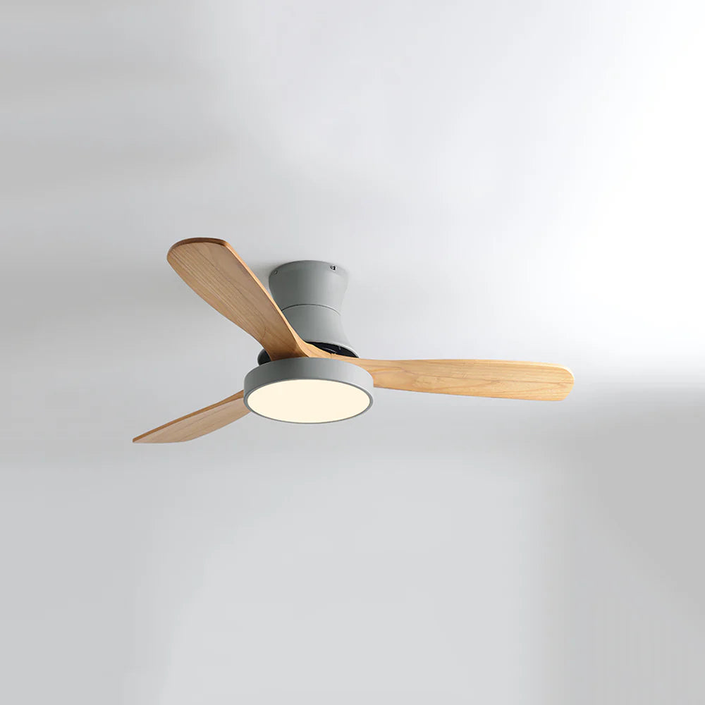 Hugger Wood Blade Ceiling Fan Lamp
