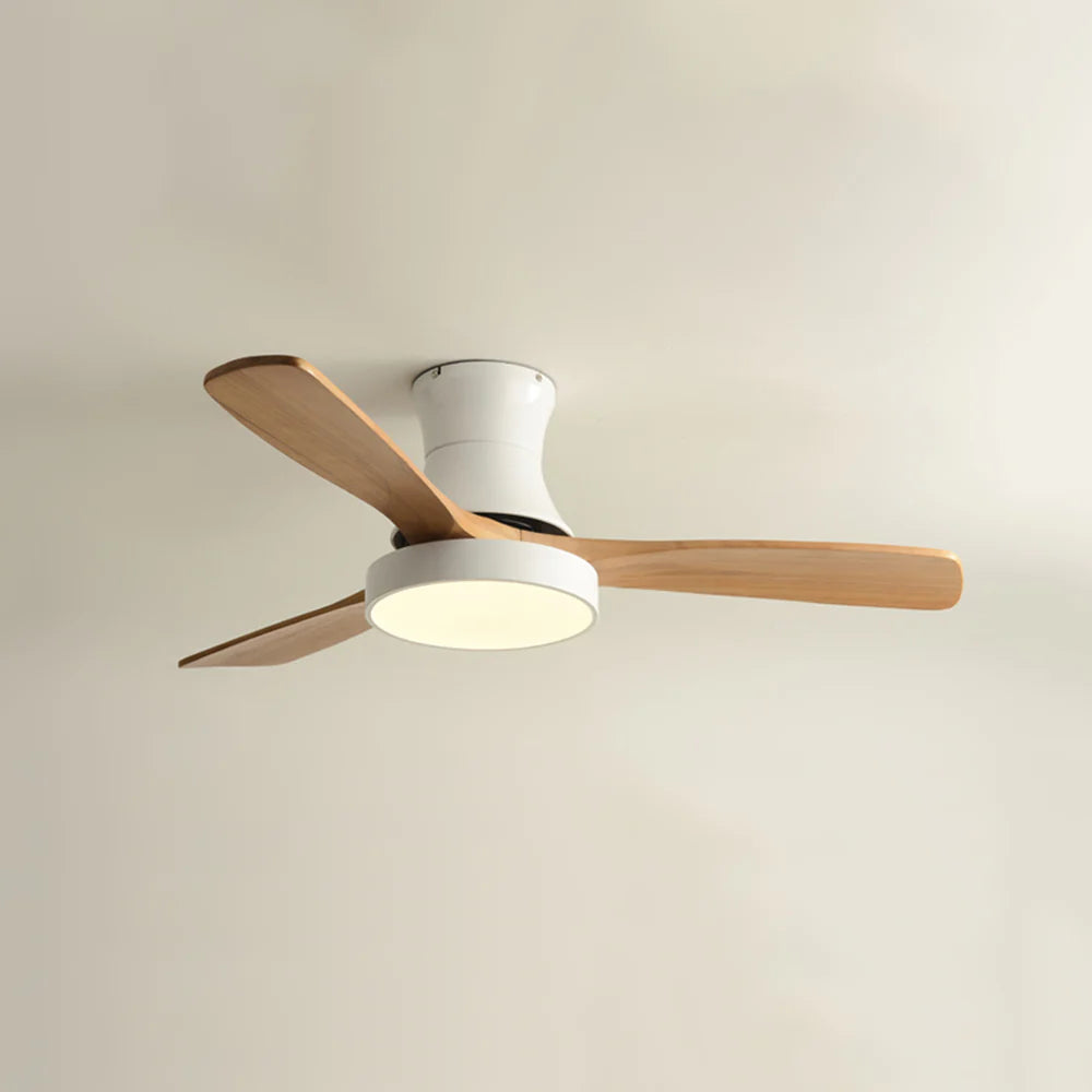 Hugger Wood Blade Ceiling Fan Lamp