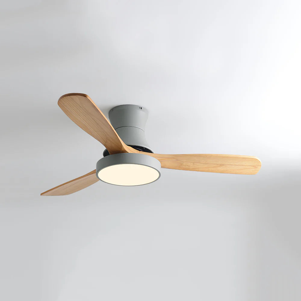 Hugger Wood Blade Ceiling Fan Lamp
