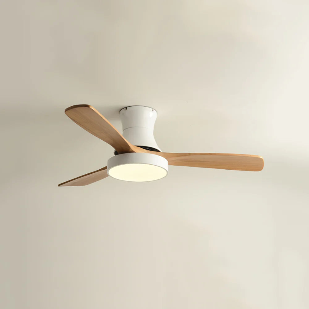 Hugger Wood Blade Ceiling Fan Lamp