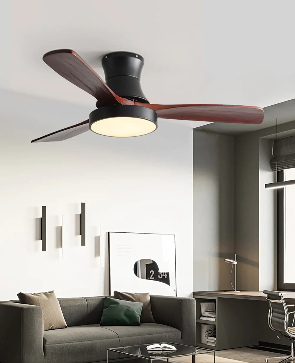 Hugger Wood Blade Ceiling Fan Lamp