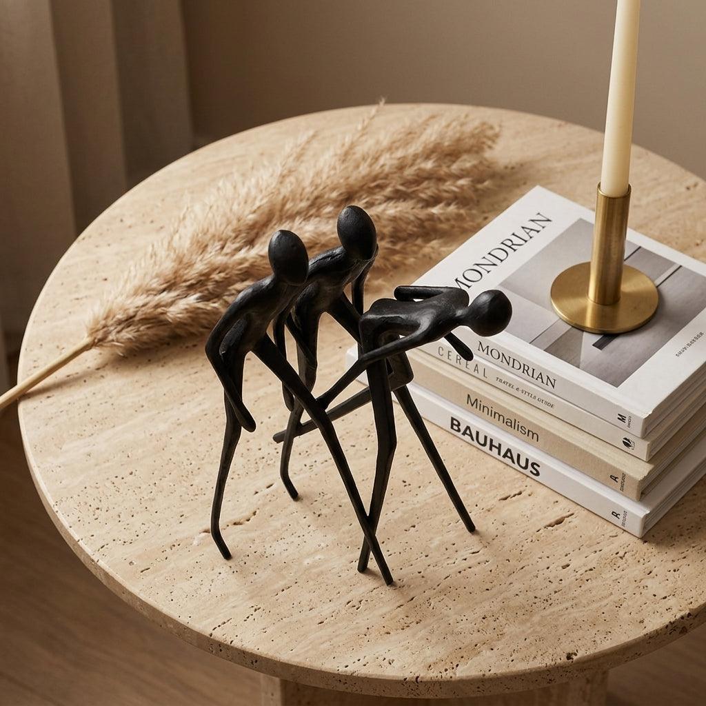 Human Sculpture Matte Black Iron Trio for Your Living Room