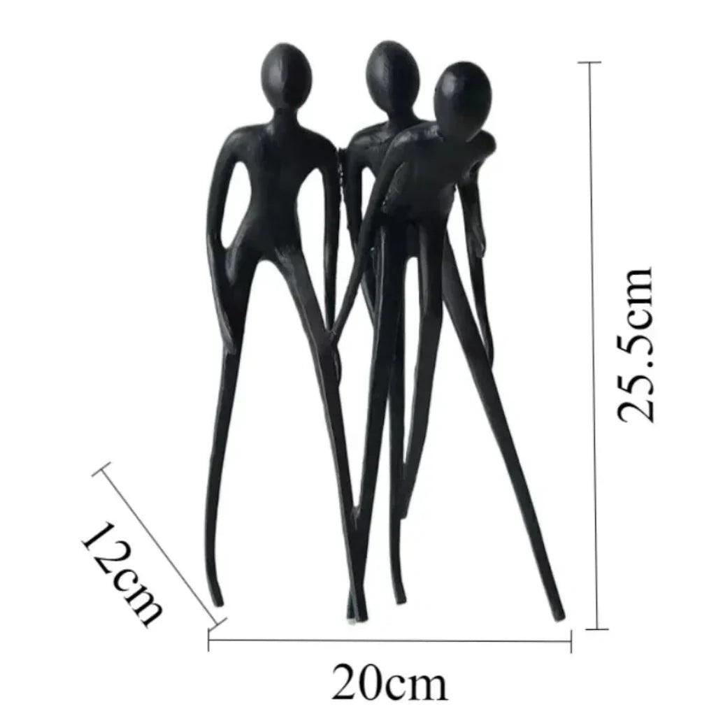 Human Sculpture Matte Black Iron Trio for Your Living Room