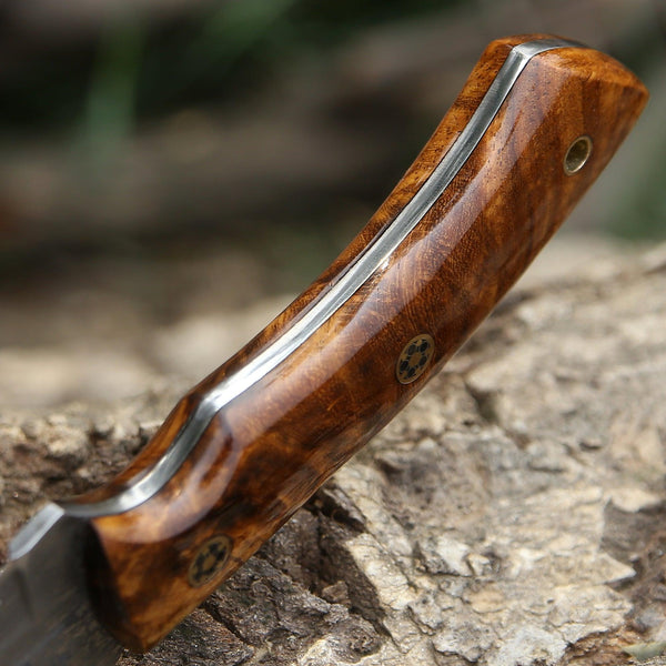 Skypiercer Damascus Steel Knife with Leather Sheath