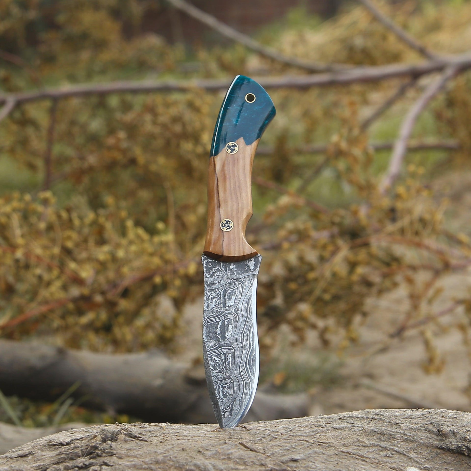 Breeze Hunting Knife with Exotic Olive Wood & Resin Handle