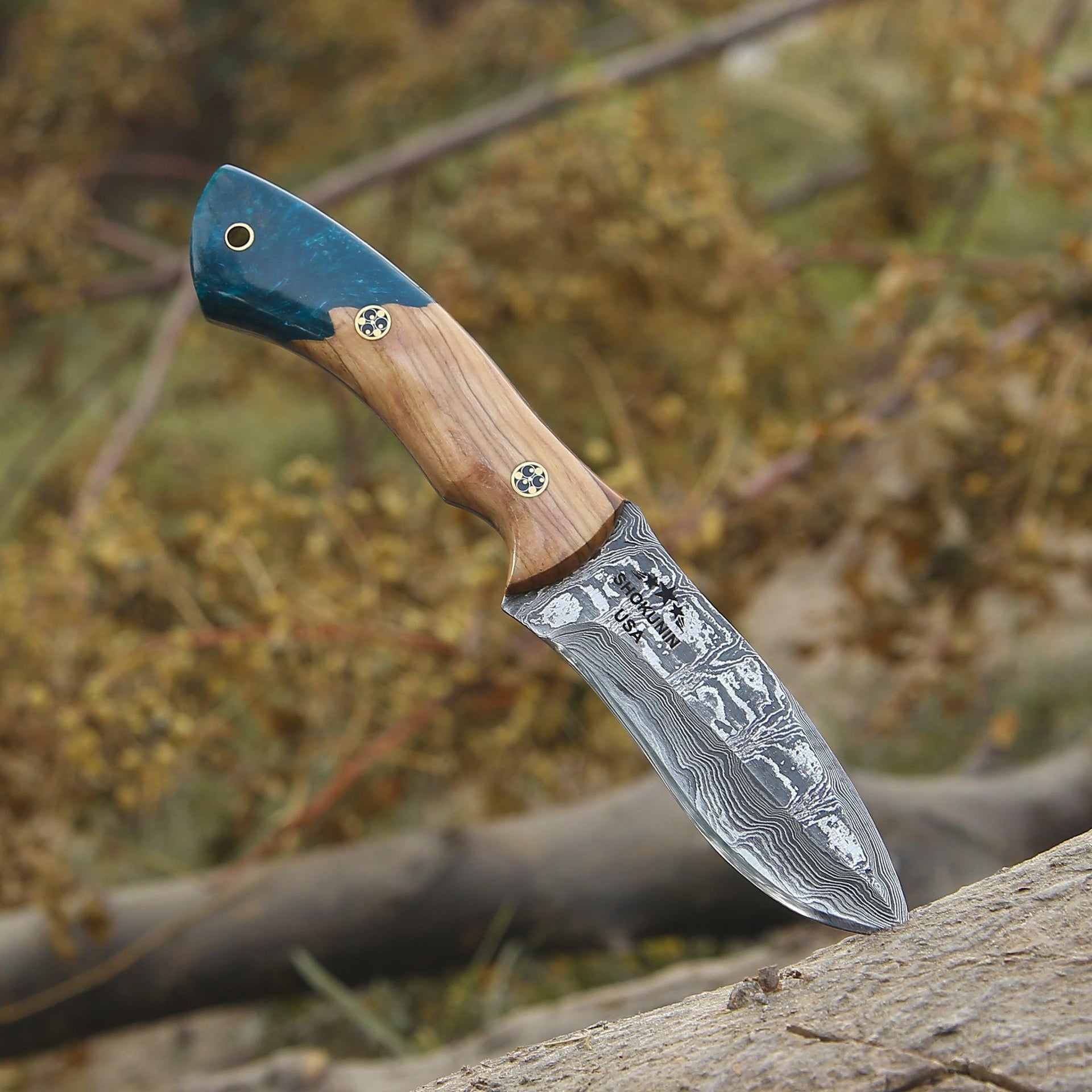 Breeze Hunting Knife with Exotic Olive Wood & Resin Handle
