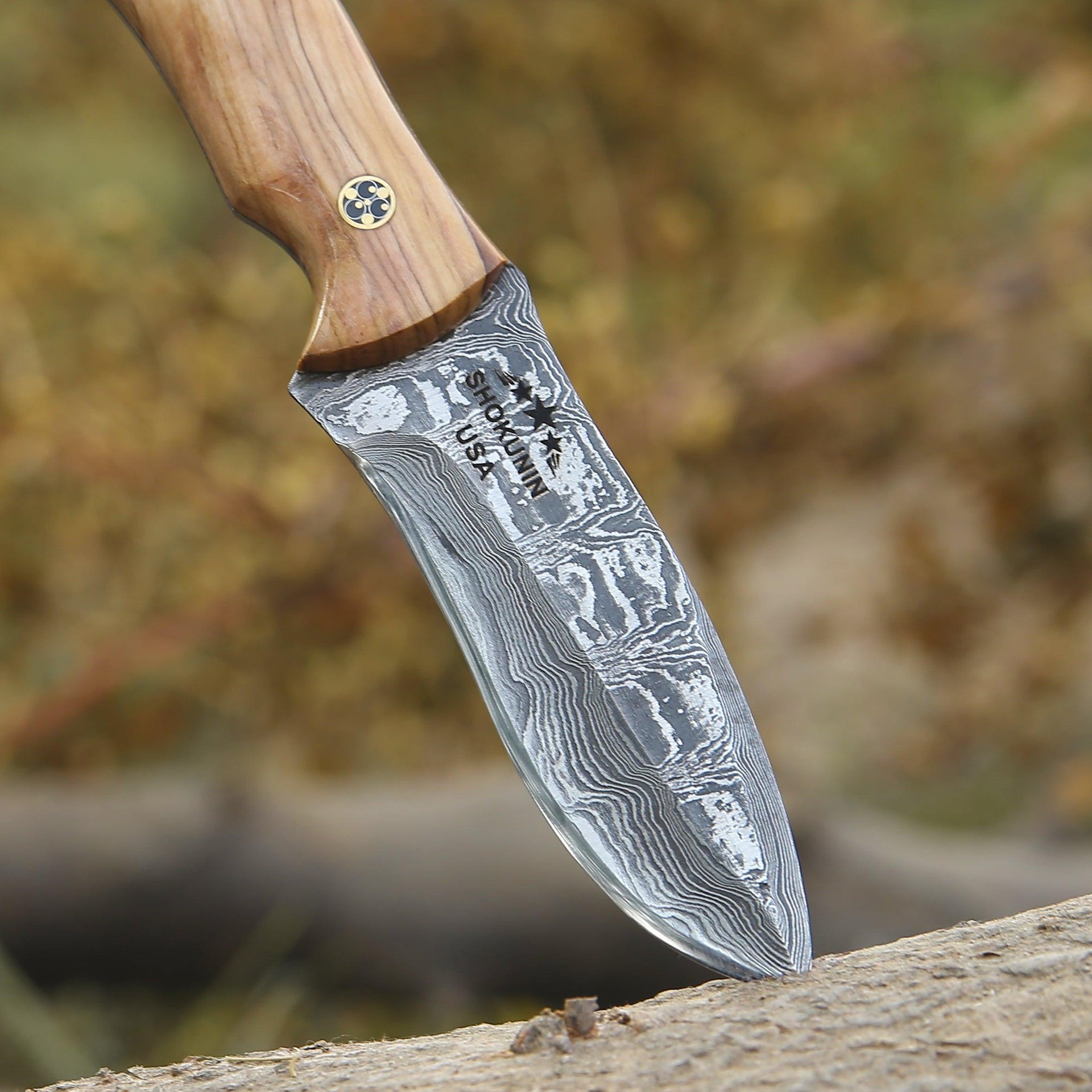 Breeze Hunting Knife with Exotic Olive Wood & Resin Handle