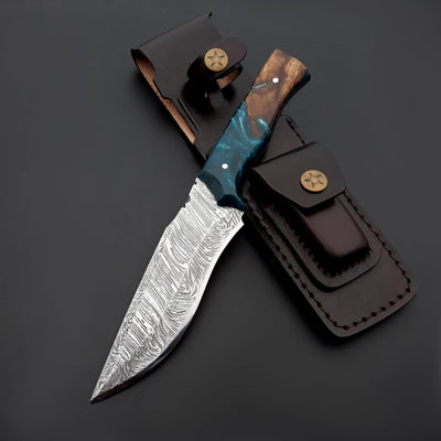 Zephyr Hunting Knife with Exotic Rose Wood & Resin Handle