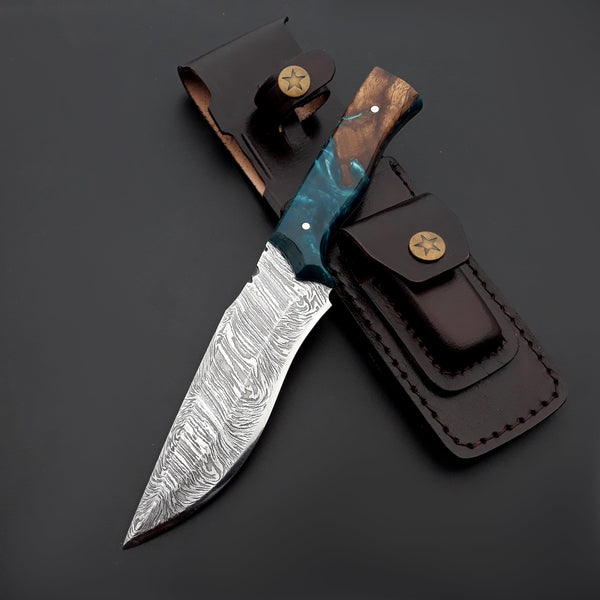 Zephyr Hunting Knife with Exotic Rose Wood & Resin Handle