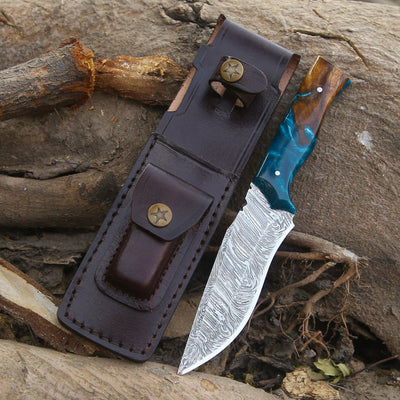 Zephyr Hunting Knife with Exotic Rose Wood & Resin Handle