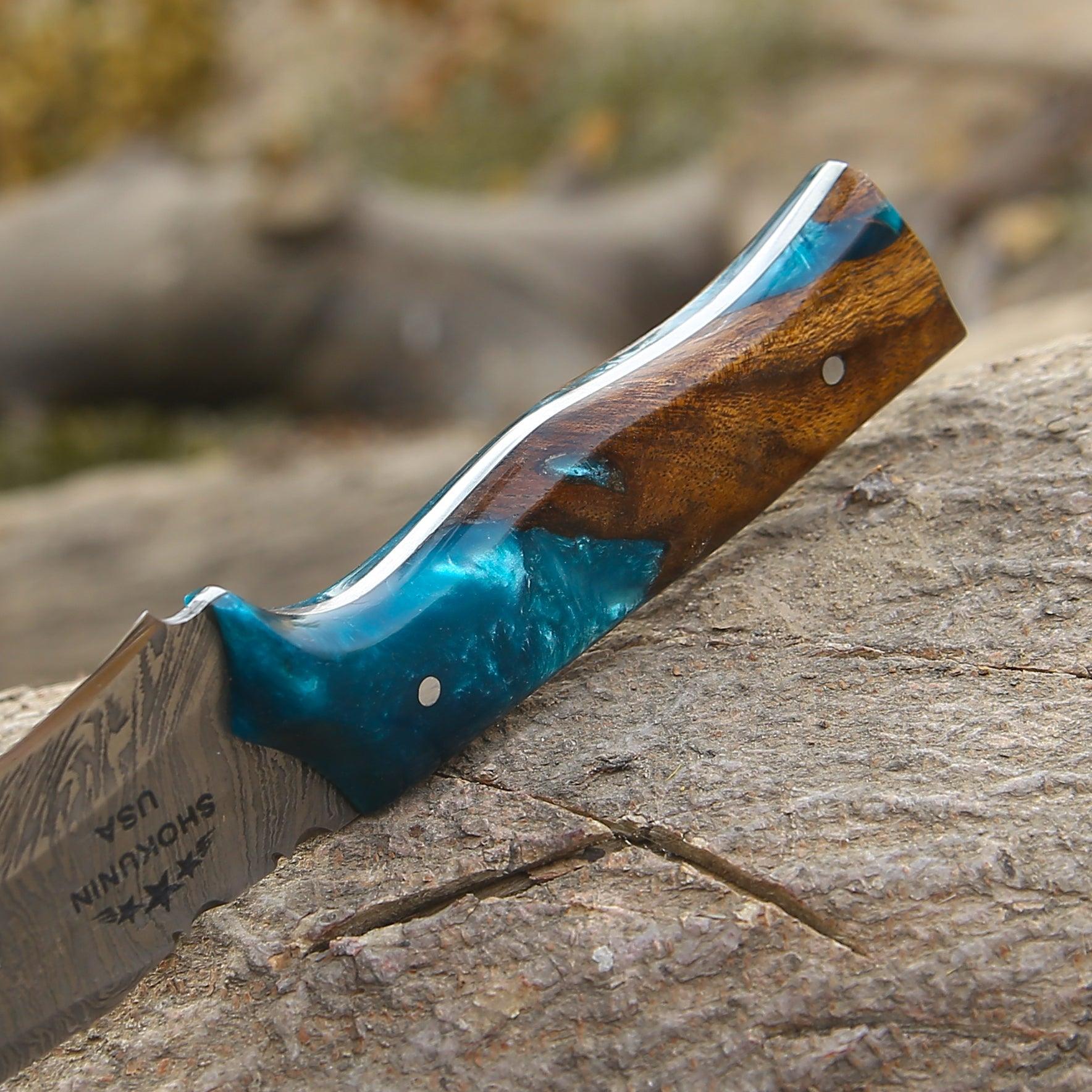 Zephyr Hunting Knife with Exotic Rose Wood & Resin Handle