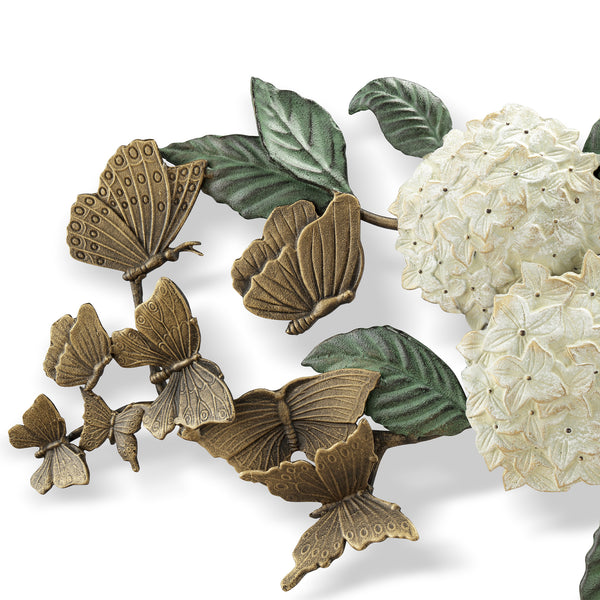 Hydrangea Floral and Butterfly Indoor Outdoor Wall Art