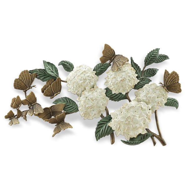 Hydrangea Floral and Butterfly Indoor Outdoor Wall Art