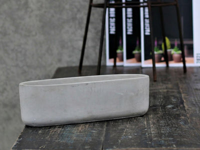 Low Oval Concrete Planter By Plantatorem