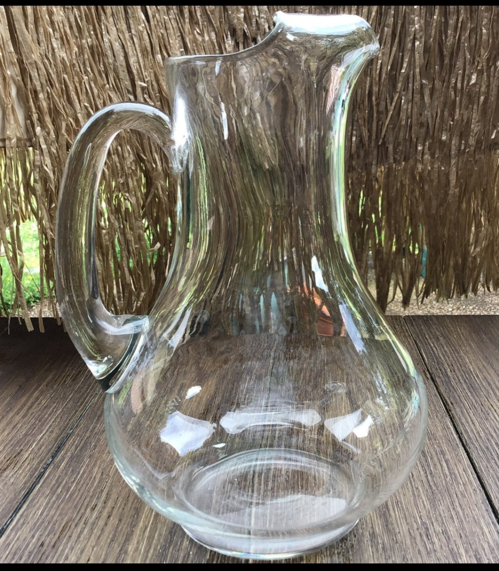 Beautiful Glass Clear Crystal Pitcher 10 3/4