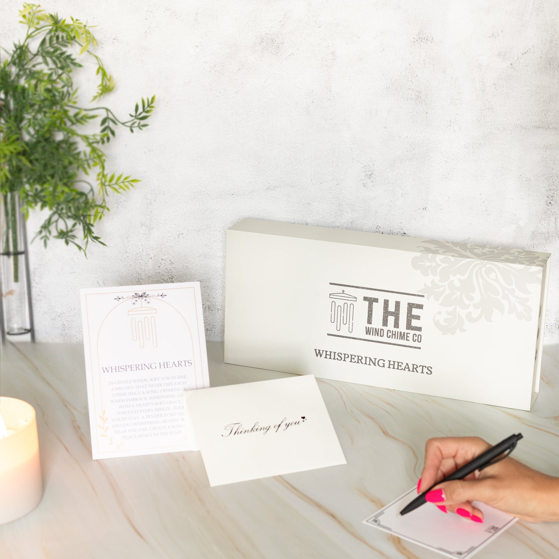 Memorial Wind Chime – Whispering Hearts™ Collection – Platinum Rose Personalized 30”