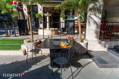 Brugge Marble Porcelain Fire Dining Table — Elementi Plus