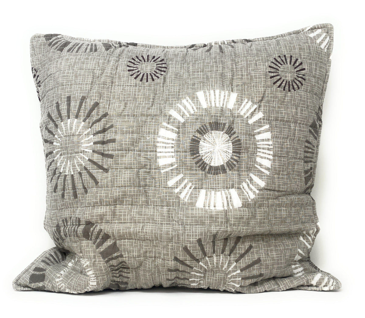 Tache Cotton Taupe Beige Striped Floral Geometric Starburst Decorative 18x18