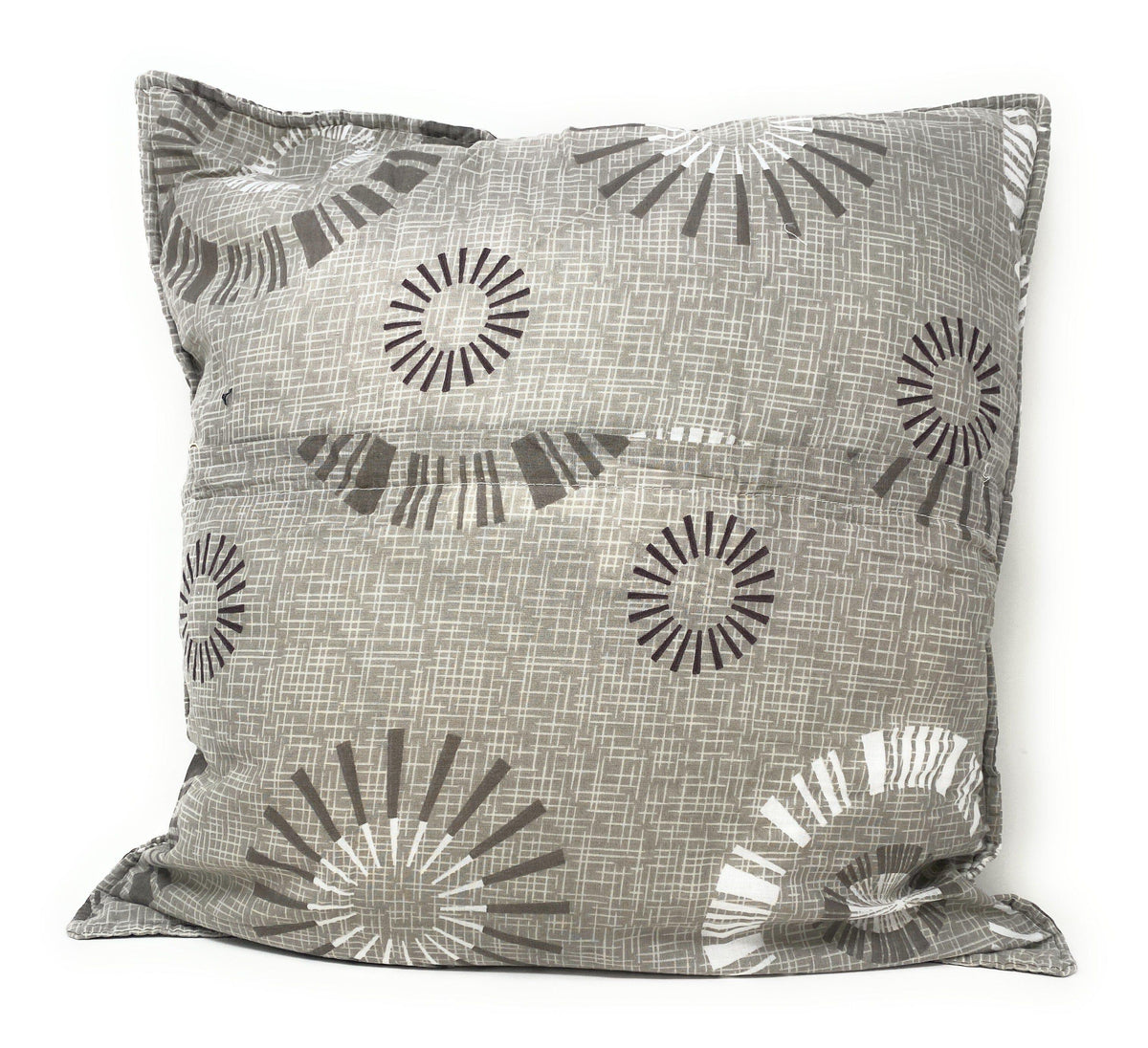 Tache Cotton Taupe Beige Striped Floral Geometric Starburst Decorative 18x18
