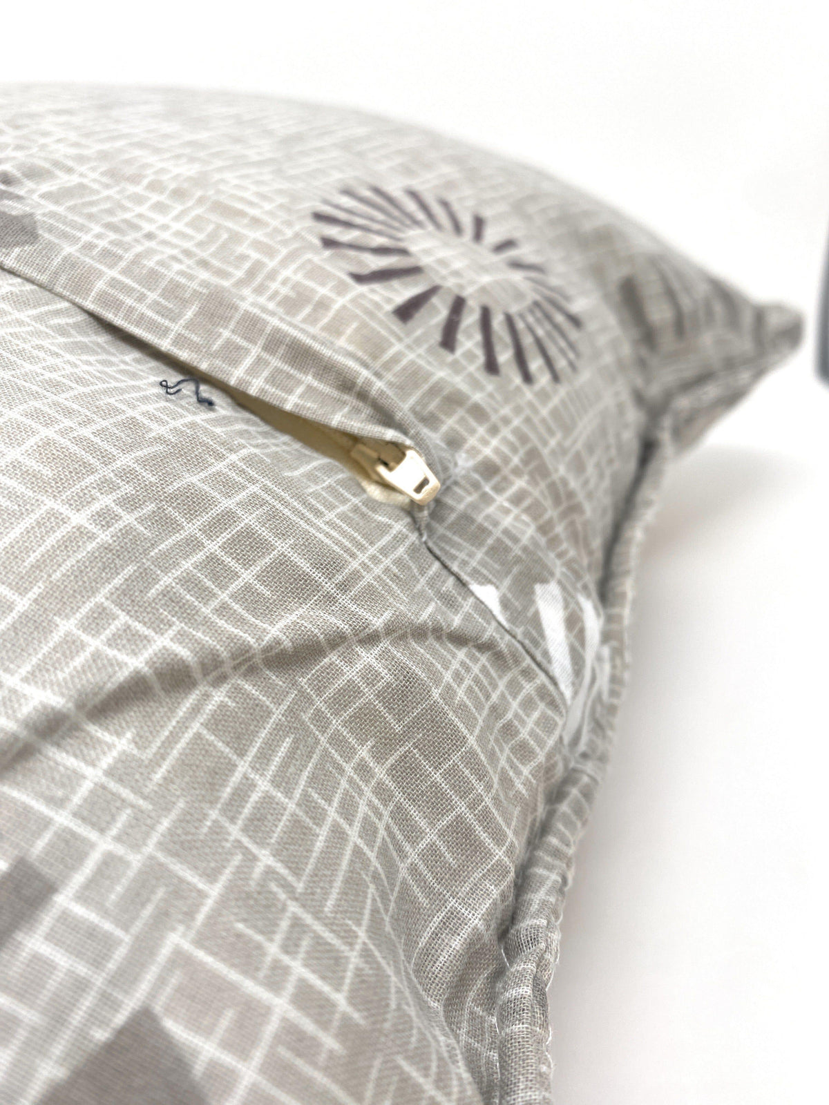 Tache Cotton Taupe Beige Striped Floral Geometric Starburst Decorative 18x18