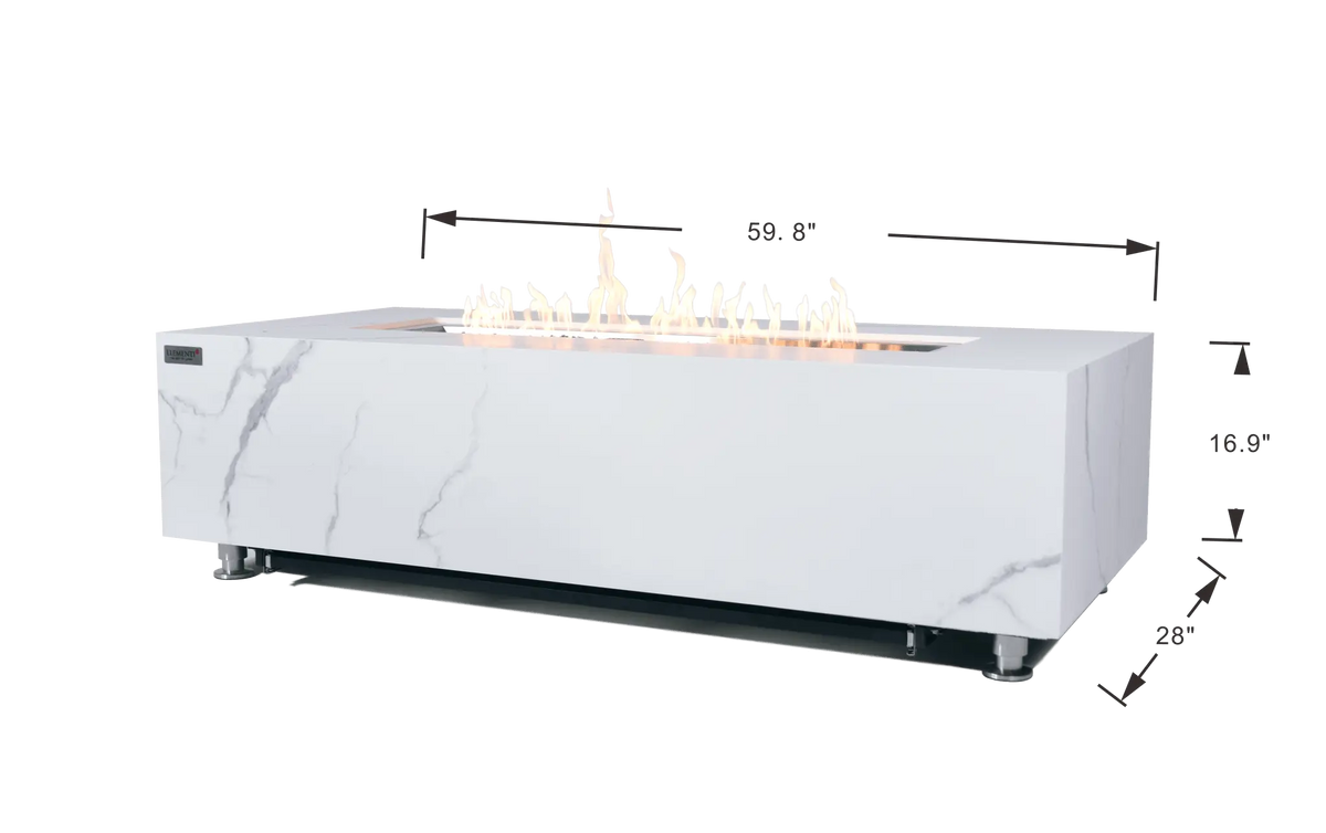 Carrara Marble Porcelain Fire Table — Elementi Plus
