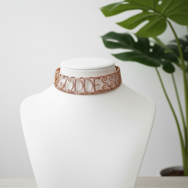 Custom copper wire wrapped Goddess Necklace