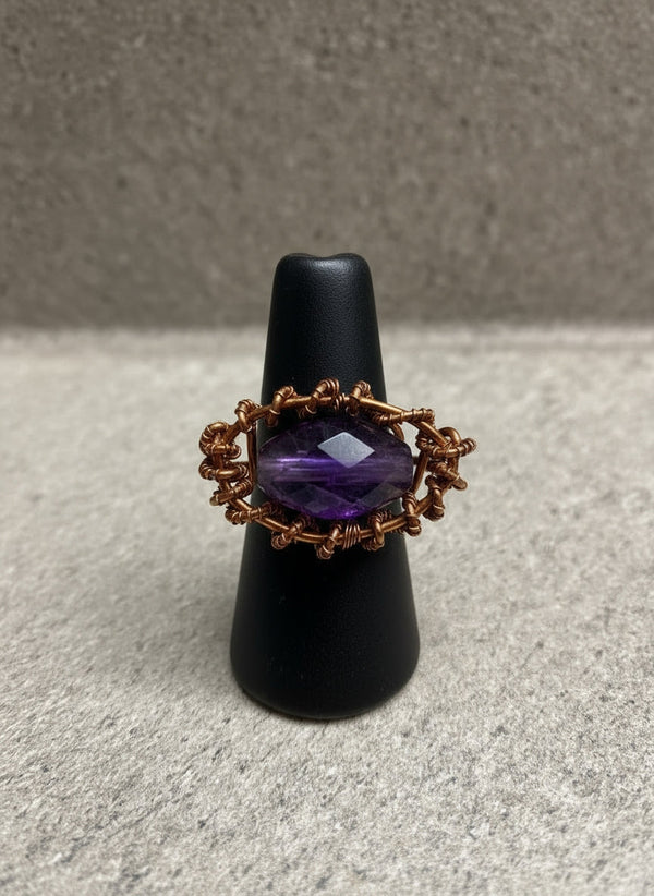 Custom copper wire wrapped eye ring design # 1