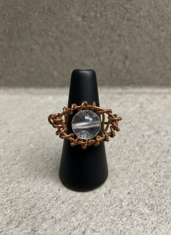 Custom copper wire wrapped eye ring design # 1