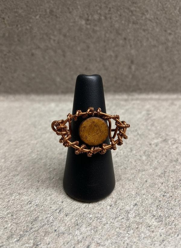Custom copper wire wrapped eye ring design # 1