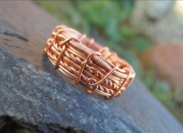 .999 Custom Copper Wire Wrapped Ring Band