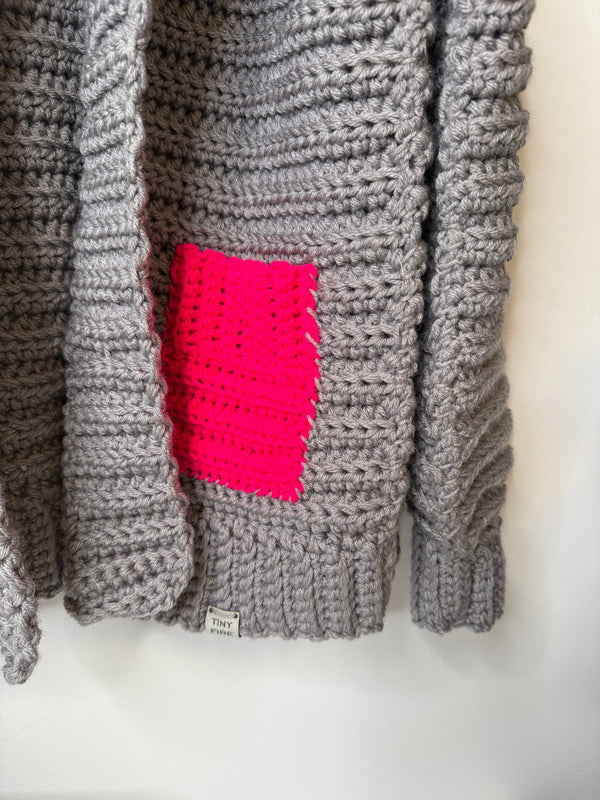 The Resolution Cardigan- Grey & Pink Tiny Fire