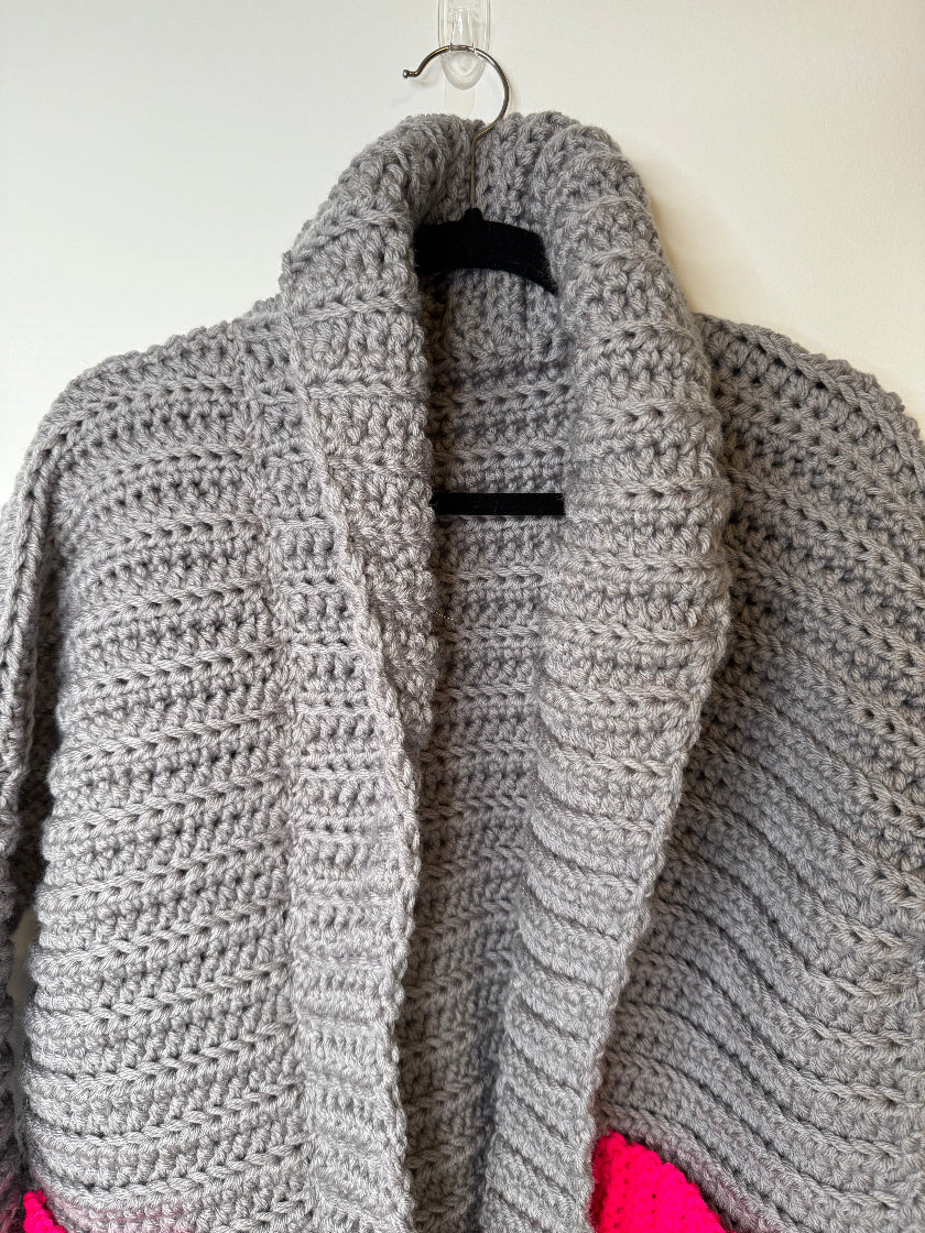 The Resolution Cardigan- Grey & Pink Tiny Fire