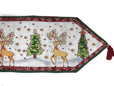 Tache Winter Forest Reindeer Vintage Holiday Woven Tapestry Table Runners (9192TR)