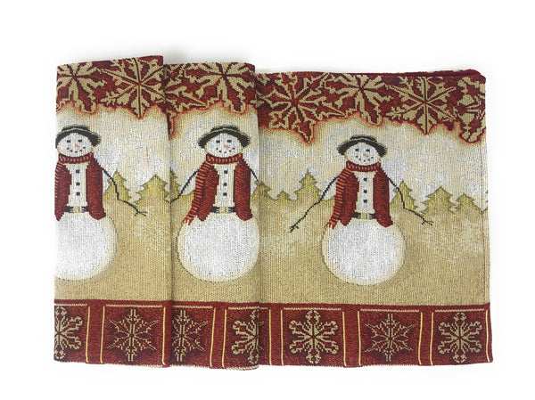 Tache Mr. & Mrs. Snowman Couple Woven Tapestry Table Runners (10323TR)