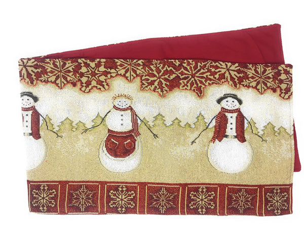 Tache Mr. & Mrs. Snowman Couple Woven Tapestry Table Runners (10323TR)