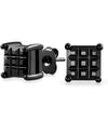 Sterling Silver Invisible Cut Black Onyx Studs Earrings Unisex