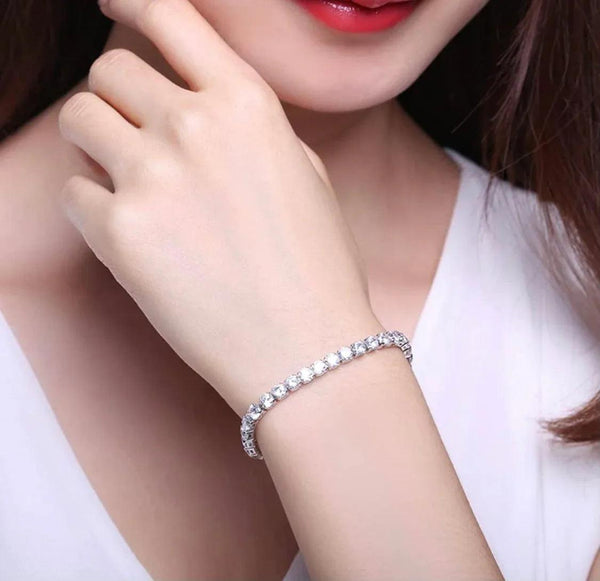 14k White Gold Plated Swarovski Element Crystal Tennis Bracelet - Gifts for You 'n Me