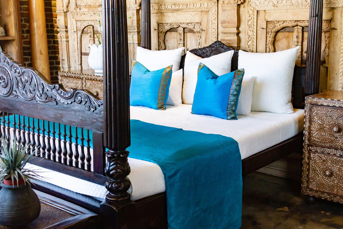 Turquoise Silk Blend Duvet Cover