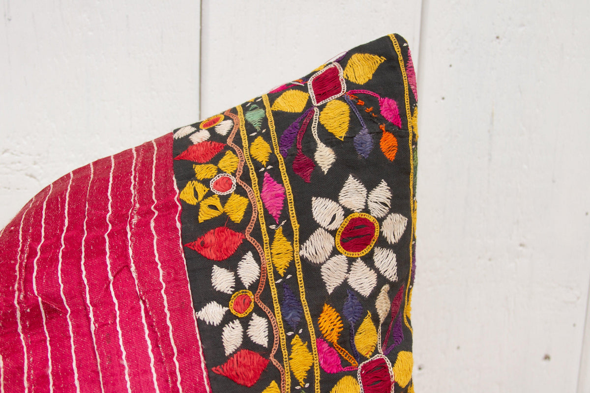 Callie Antique Mashru Tribal Lumbar Pillow
