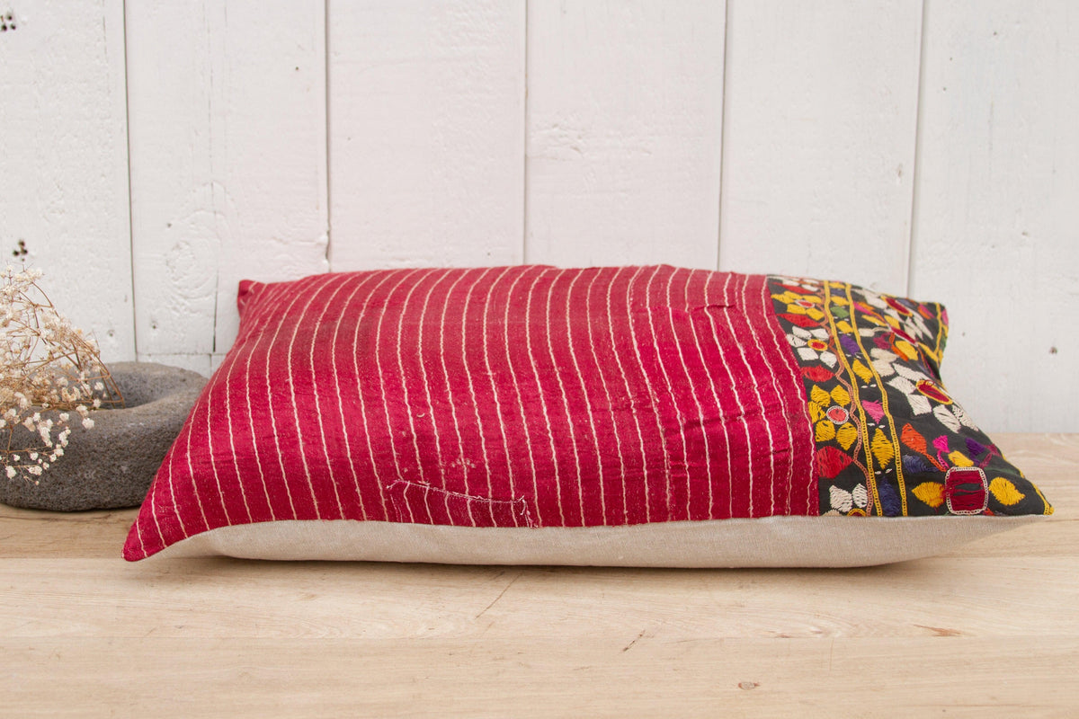 Callie Antique Mashru Tribal Lumbar Pillow