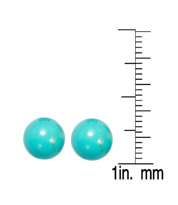 925 Sterling Silver Genuine Turquoise Ball Studs Earrings - Gifts for You 'n Me