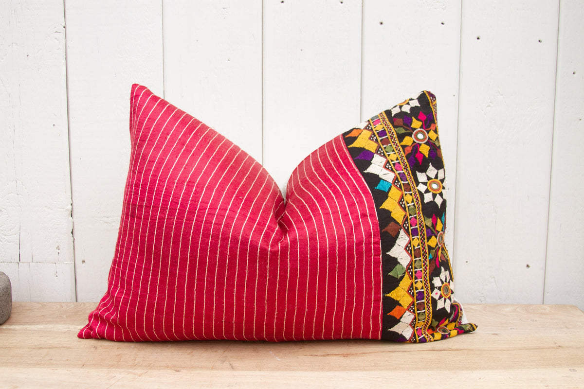 Bhavi Antique Mashru Tribal Lumbar Pillow