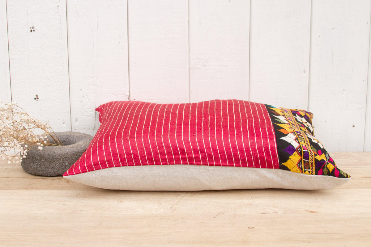 Bhavi Antique Mashru Tribal Lumbar Pillow