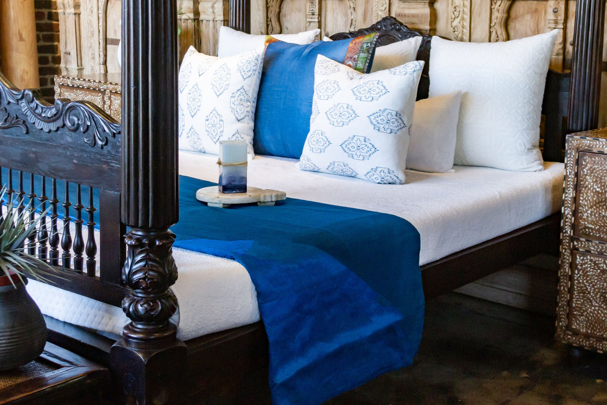 Blue Silk Blend Duvet Cover