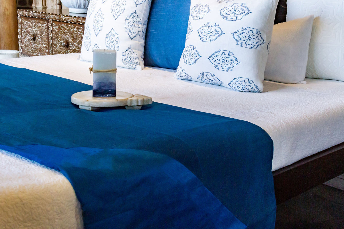 Blue Silk Blend Duvet Cover