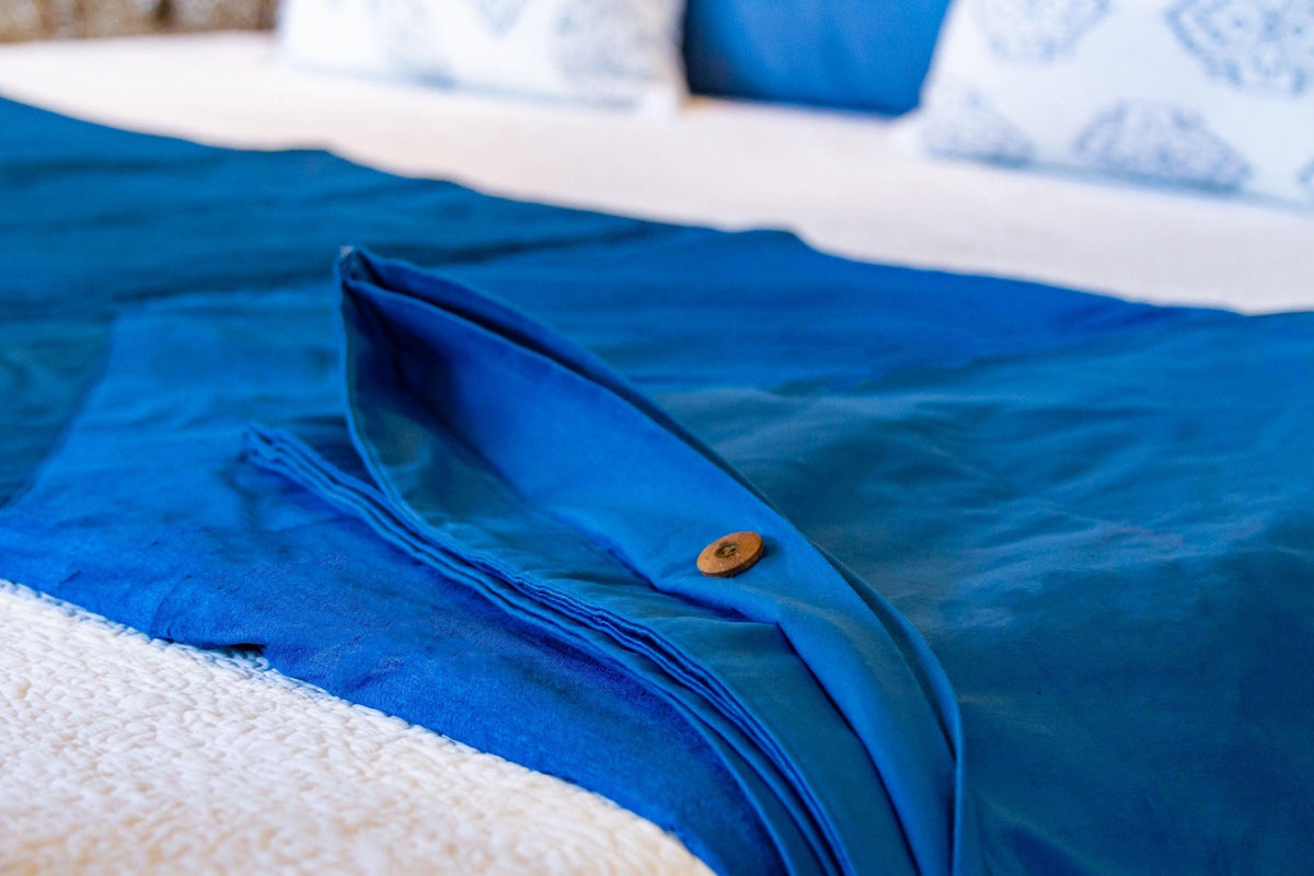 Blue Silk Blend Duvet Cover