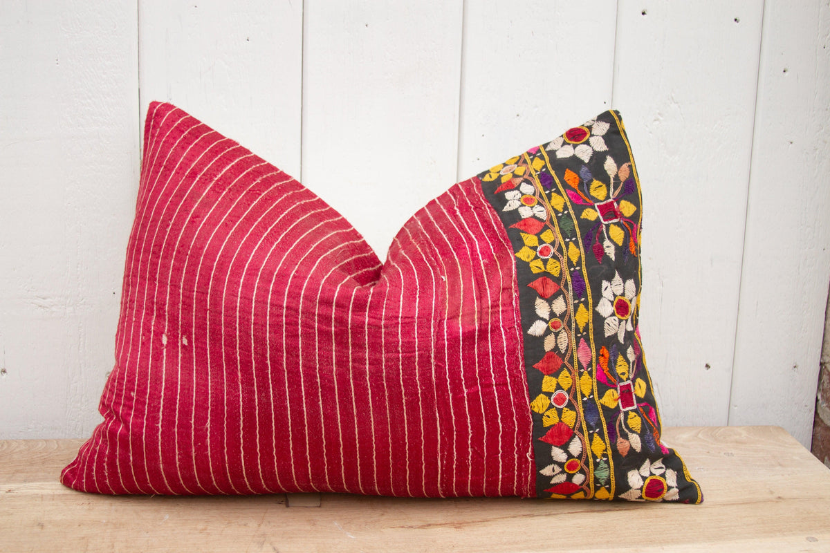 Hena Antique Mashru Tribal Lumbr Pillow